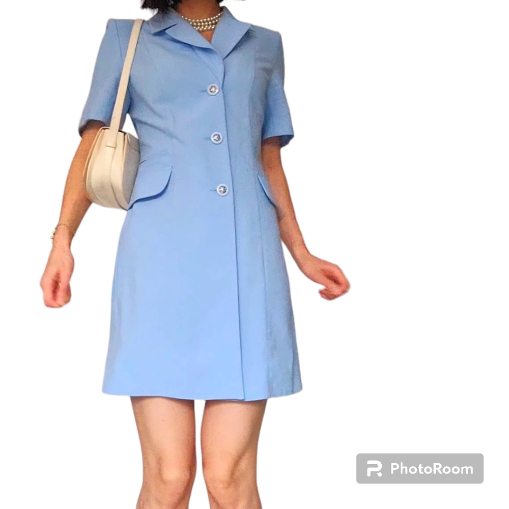 Vintage Blue mini 60's style jacket blazer dress Sise XS - Picture 1 of 11